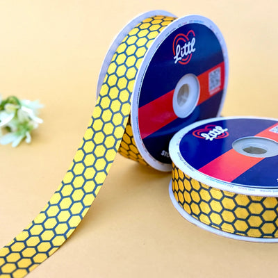 -Yellow Black Satin Ribbon 25mm 23m Single Face Gift Wrap Craft-Littl