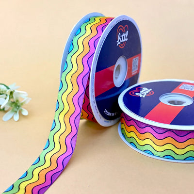 -Multicolor Satin Ribbon 25mm 23m Pack Single Face Gift Wrapping-Littl