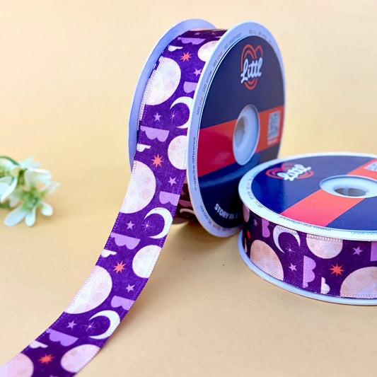 -Printed Satin Ribbon 25mm 23m Halloween Theme Gift Wrap Decor-Littl