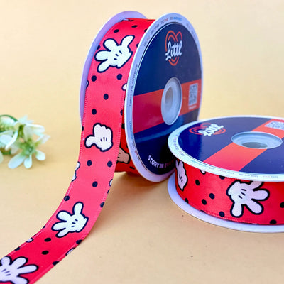 Mickey Glove Printed Ribbon 25mm - 25mm printed ribbon by Littl India