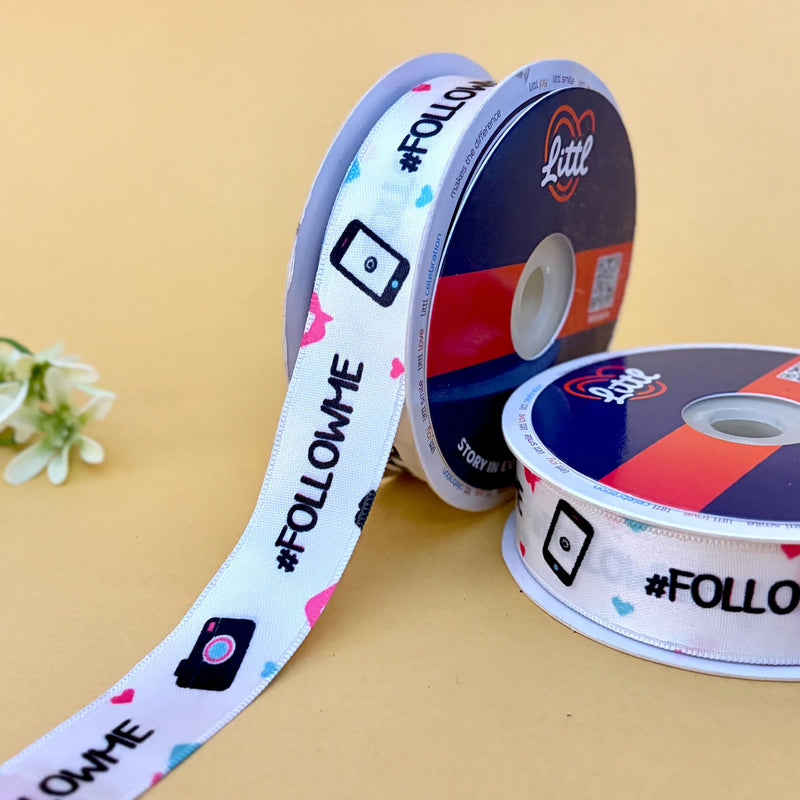 Social Camera Printed Ribbon 25mm - 25mm printed ribbon by Littl India