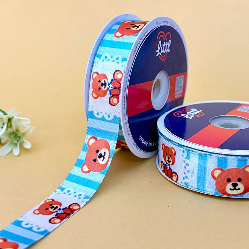Teddy Bear Printed Ribbon 25mm - 25mm printed ribbon by Littl India