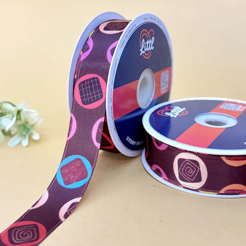 Pop Art Doodle Printed Ribbon 25mm - 25mm printed ribbon by Littl India