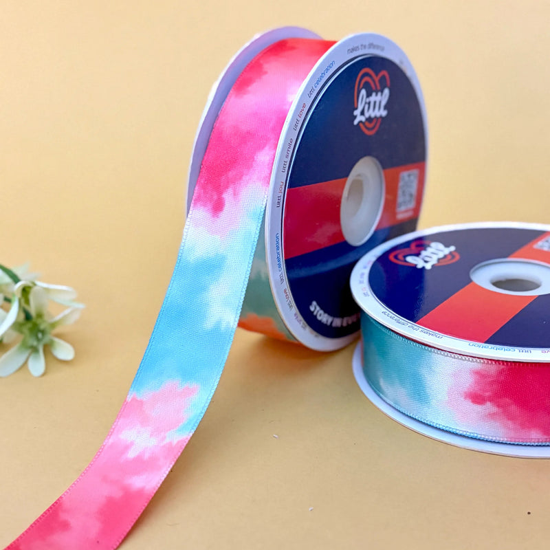 Tie Dye Pastel Printed Ribbon 25mm - 25mm printed ribbon by Littl India