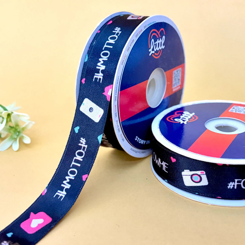 Social Media Printed Ribbon 25mm - 25mm printed ribbon by Littl India