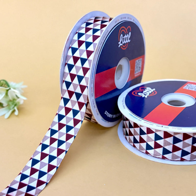 Colorful Stripe Block Printed Ribbon 25mm - 25mm printed ribbon by Littl India