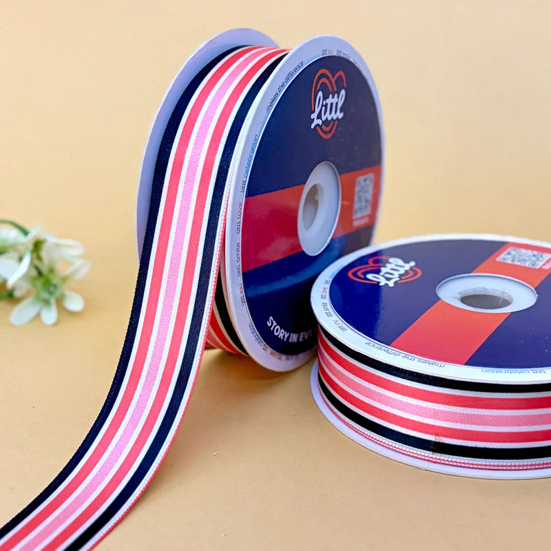 -Multicolor Satin Ribbon 25mm 23m Pack Single Face Gift Wrapping-Littl