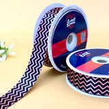 Zigzag Blush Black – Printed Satin Ribbon, 15 & 1 inch (25 mm), by Littl