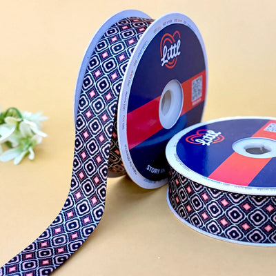 Pink Blossom Printed Ribbon 25mm - 25mm printed ribbon by Littl India