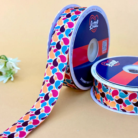 -Multicolor Satin Ribbon 25mm 23m Pack Single Face Gift Wrapping-Littl