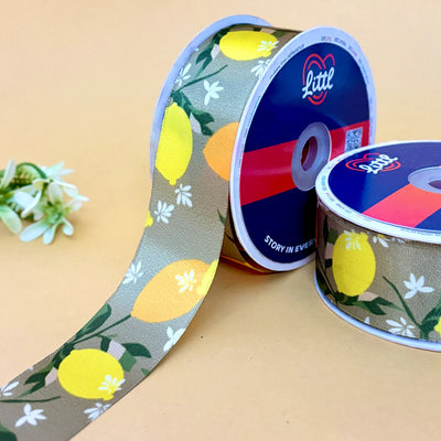 Lemon Drop Printed Ribbon 40mm - 40mm printed ribbon by Littl India