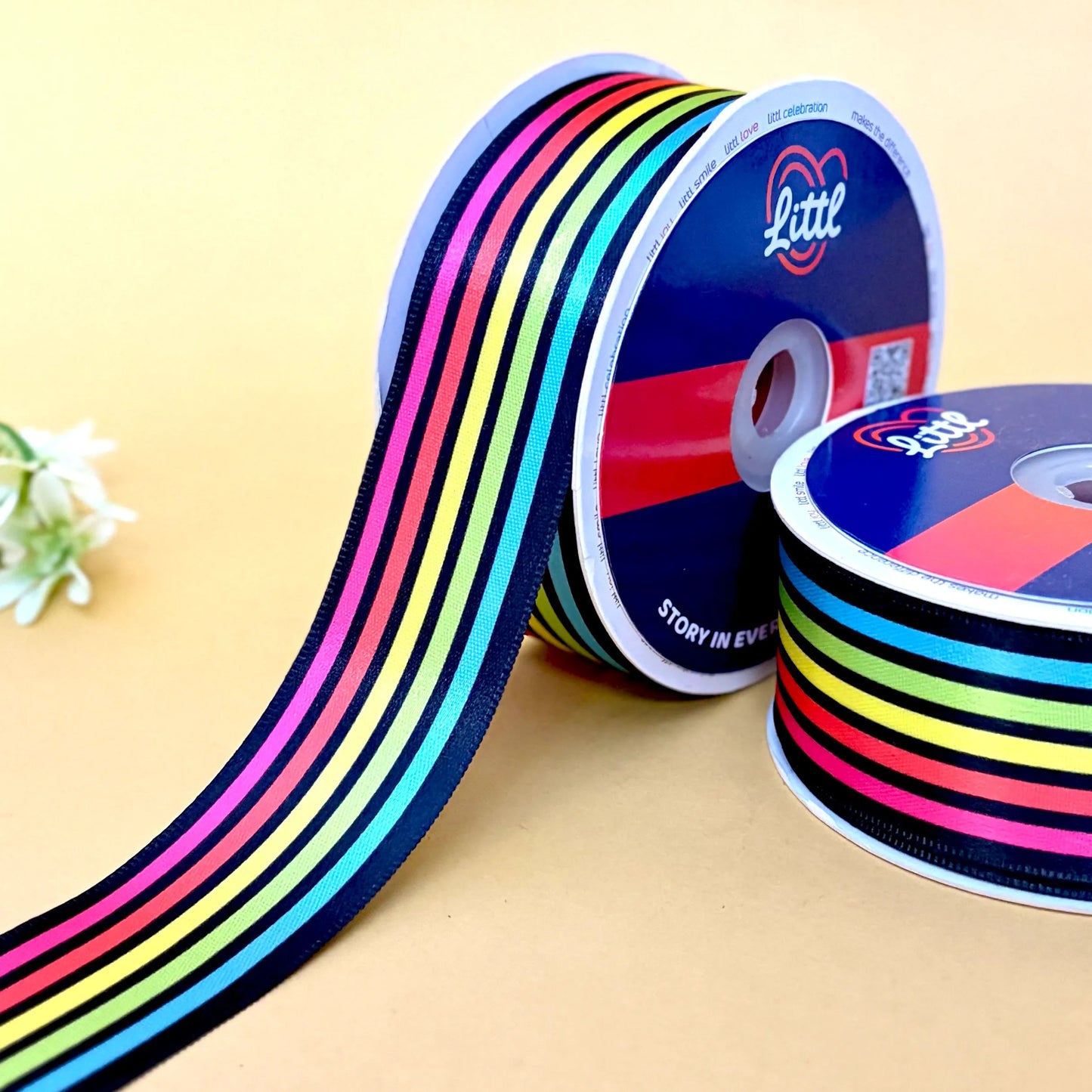 ribbon-multi color printed ribbon 40mm 23m single face satin craft wrap-littl