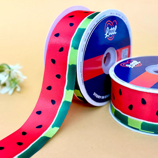 Ribbon-Multi Color Printed Ribbon 40mm 23m Single Face Satin Craft Wrap-Littl