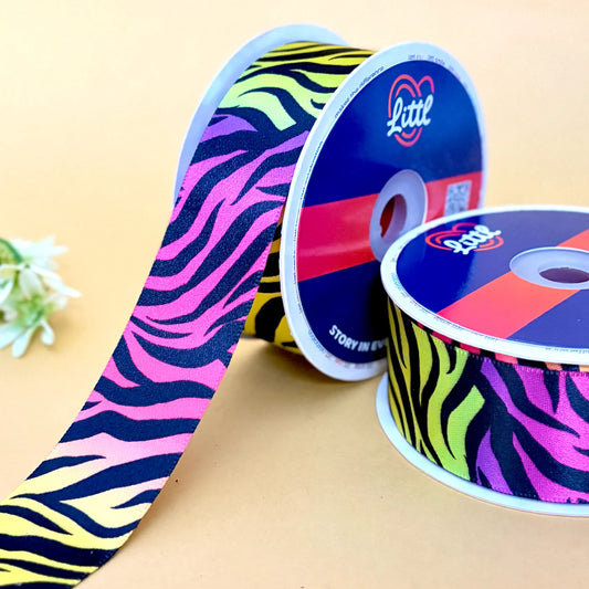 Ribbon-Multi Color Printed Ribbon 40mm 23m Single Face Satin Craft Wrap-Littl