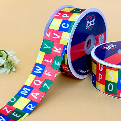 Alphabet Block Printed Ribbon 40mm - 40mm printed ribbon by Littl India