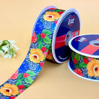 Marigold Garden Printed Ribbon 40mm - 40mm printed ribbon by Littl India