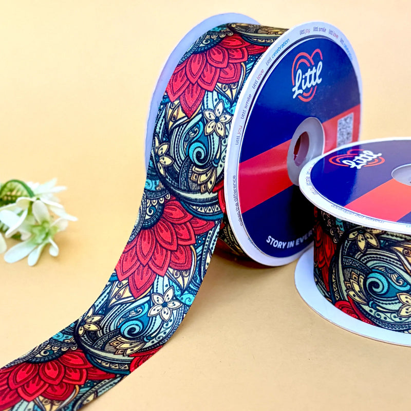 Mandala Paisley Printed Ribbon 40mm - 40mm printed ribbon by Littl India