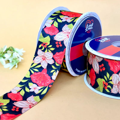 Rose Garden Printed Ribbon 50mm - 50mm printed ribbon by Littl India