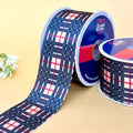 Tartan Navy Check – Printed Satin Ribbon, 25 mm   Littl