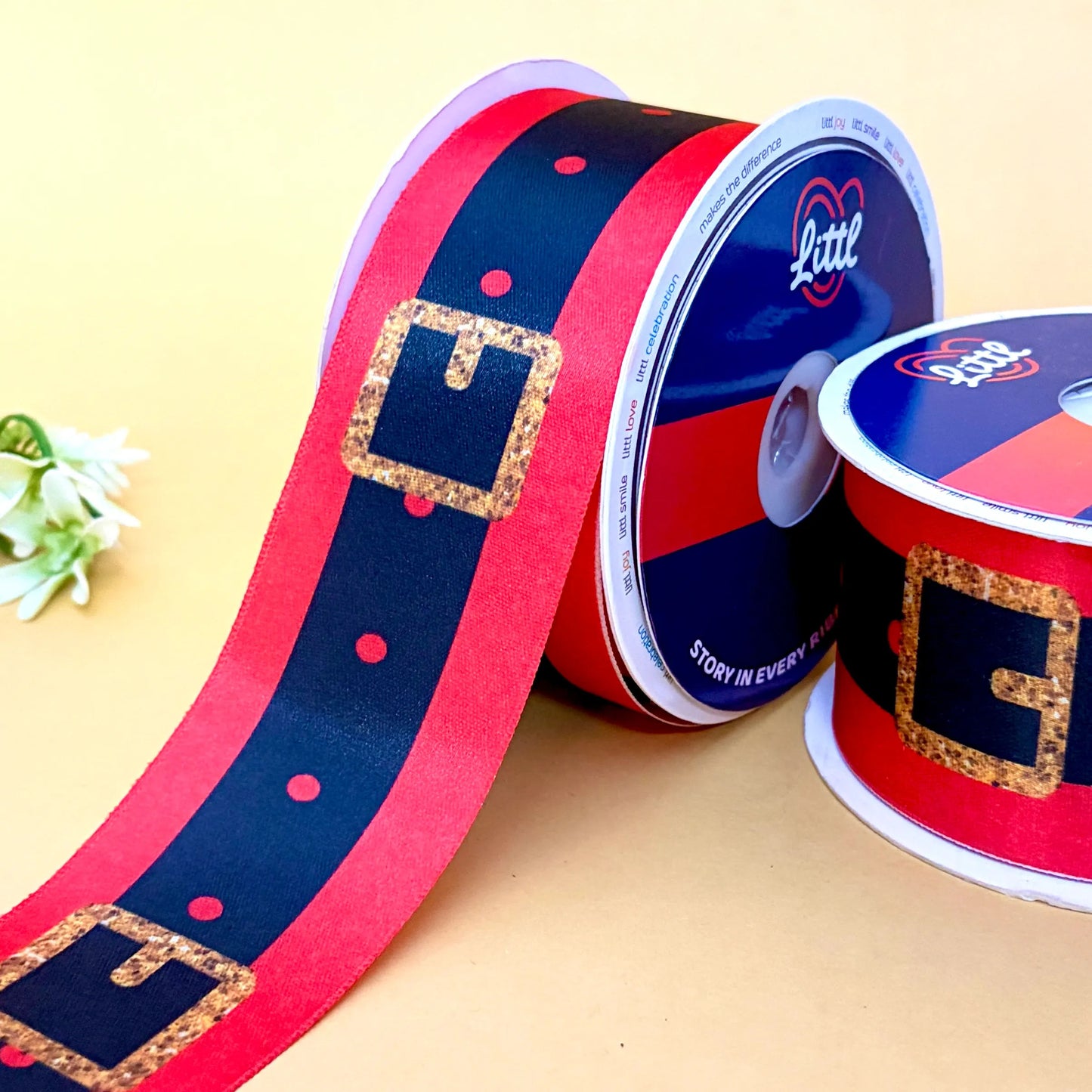 ribbon-printed satin ribbon 50mm 23m christmas theme gift wrap decor-littl