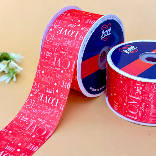 Ribbon-Multi Color Printed Ribbon 50mm 23m Single Face Satin Craft Wrap-Littl