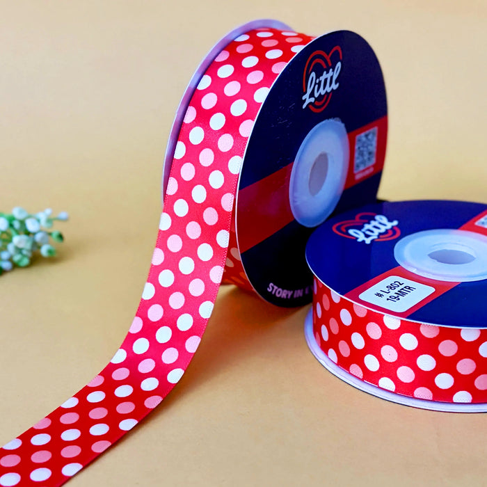 Polka Classic Brights – Printed Satin Ribbon, 25 mm