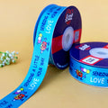 Best Wishes Printed Ribbon 25mm - Alternate Colours - Aqua - printed satin ribbon by Littl India
