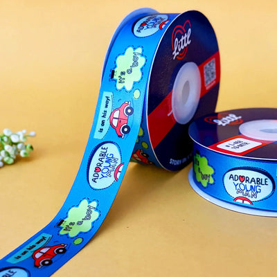 ribbon-Blue-Its a Boy Baby Shower Ribbon 1 Inch 19 Meter - Blue Baby Boy Gift Wrapping Birth Announcement Newborn Celebration - Premium Satin - 7 Colors - Same Day Dispatch India-Littl Ribbons