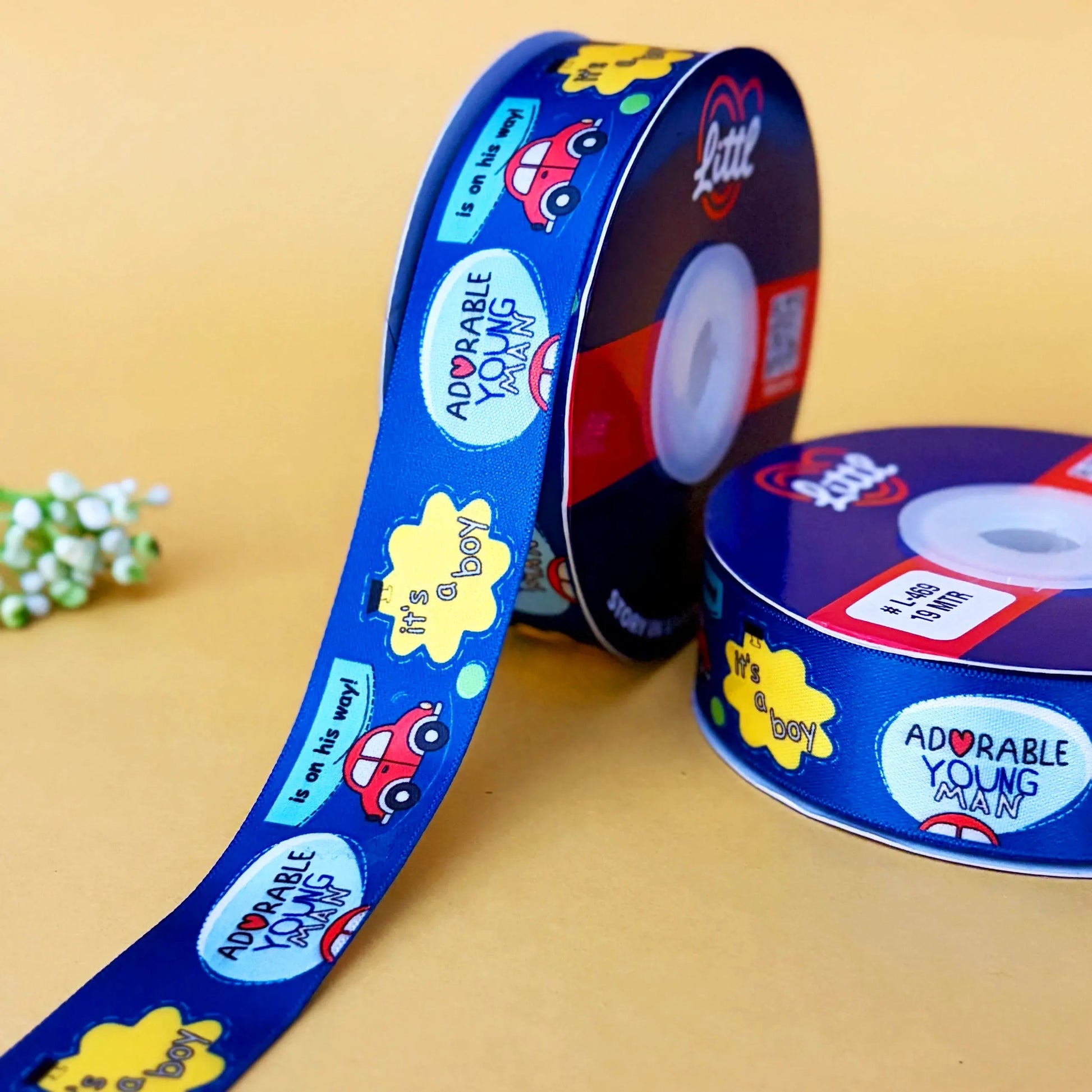 ribbon-Navy-Its a Boy Baby Shower Ribbon 1 Inch 19 Meter - Blue Baby Boy Gift Wrapping Birth Announcement Newborn Celebration - Premium Satin - 7 Colors - Same Day Dispatch India-Littl Ribbons