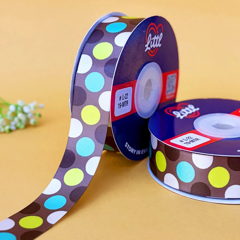 Brown Floral Vine Printed Ribbon 25mm - 25mm printed ribbon by Littl India