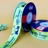 It's a Boy Printed Ribbon 1 inch (25 mm) - Lime Green - printed satin ribbon by Littl India