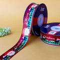 Merry Christmas Printed Ribbon 25mm - Maroon - Green - printed satin ribbon by Littl India