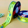 Best Wishes Printed Ribbon 25mm - Alternate Colours - Olive - printed satin ribbon by Littl India