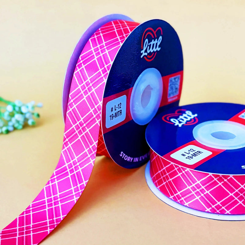 Pink Floral Vine Printed Ribbon 25mm - 25mm printed ribbon by Littl India