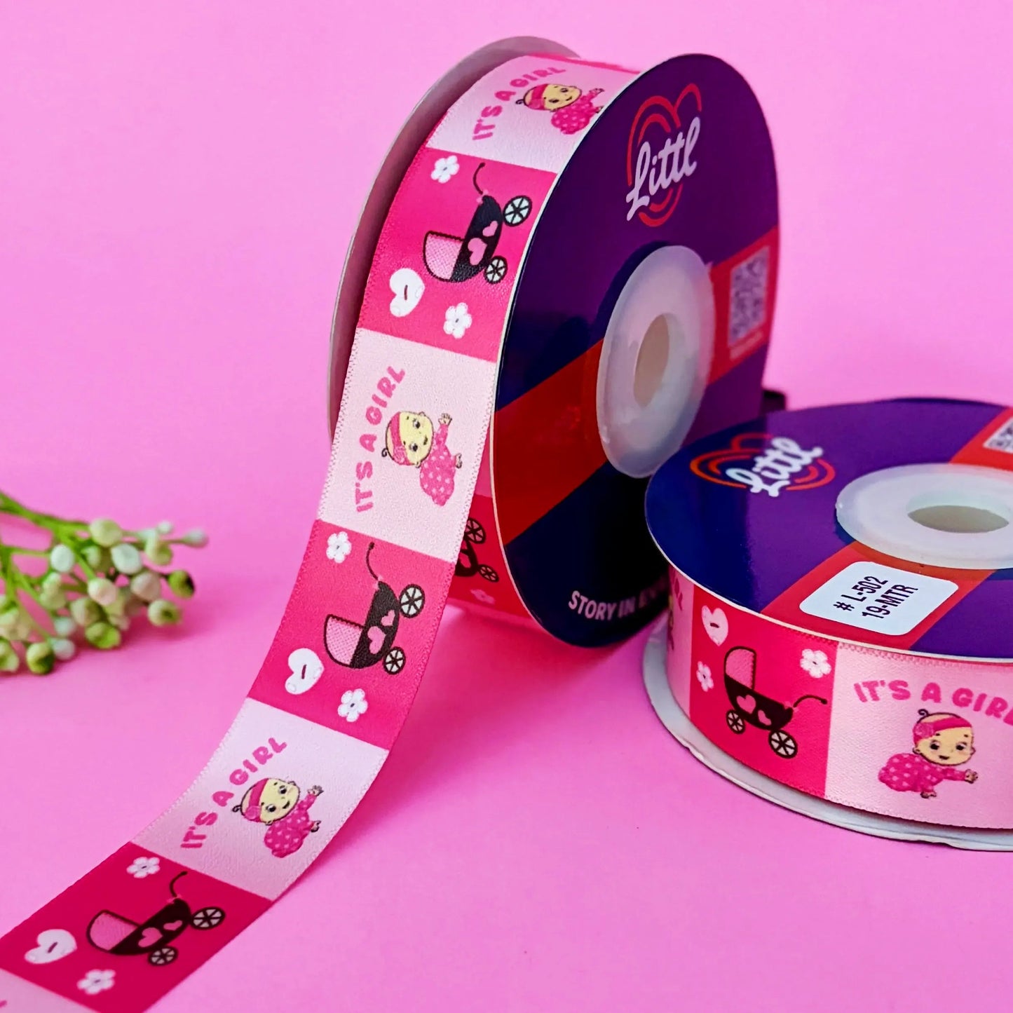 ribbon-fushia-its a girl ribbon (l502 to l505)-littl ribbons