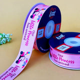 It's a Girl Printed Ribbon 1 inch (25 mm) - Pink - printed satin ribbon by Littl India