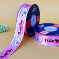 Thank You Printed Ribbon 25mm - Alternate Colours - Pink - printed satin ribbon by Littl India
