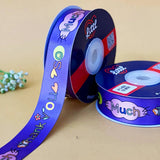 Thank You Printed Ribbon 1 inch (25 mm) - Purple - printed satin ribbon by Littl India
