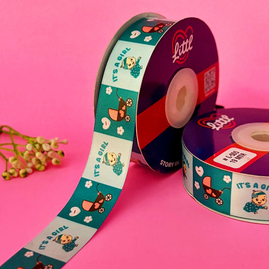 ribbon-Turq-Its a Girl Ribbon (L502 to L505)-Littl Ribbons