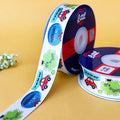 It's a Boy Printed Ribbon 25mm - Classic Blues - White - printed satin ribbon by Littl India