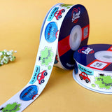 It's a Boy Printed Ribbon 1 inch (25 mm) - Classic Blues - White - printed satin ribbon by Littl India