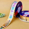 Happy Birthday Printed Ribbon 25mm - Bulk Roll - Mustard - printed satin ribbon by Littl India