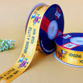 Best Wishes Printed Ribbon 25mm - Alternate Colours - Yellow - printed satin ribbon by Littl India