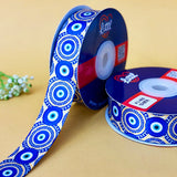 Evil Eye Cobalt – Printed Satin Ribbon, 25 mm, by Littl