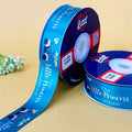 It's a Girl Printed Ribbon 25mm - Turquoise - printed satin ribbon by Littl India