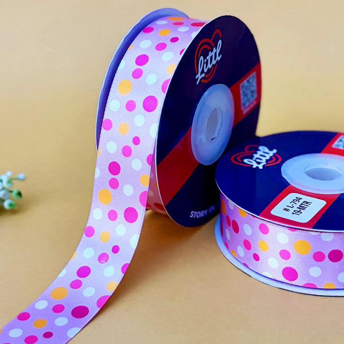 Confetti Dots Pastel – Printed Satin Ribbon, 25 mm