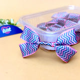 Chevron Pastel Sky – Ready-Made Satin Bows, pack of 10, by Littl