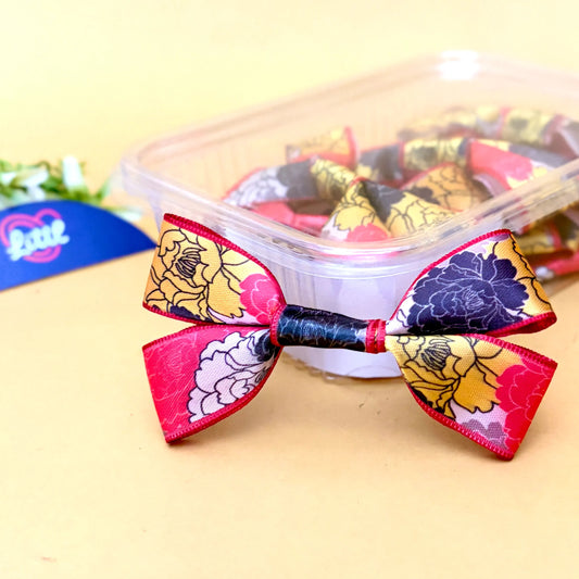 Ribbon Bow-Ribbon Bow 10 Pcs Pack Readymade Pastel Red Brown Satin Craft-Littl