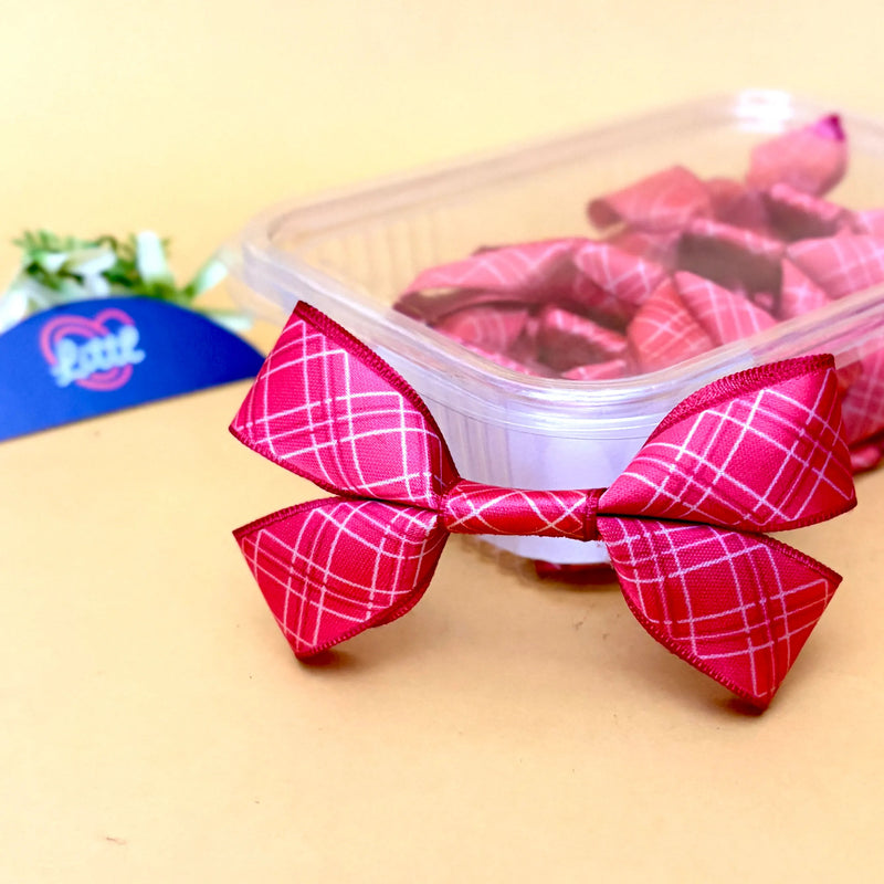 Ribbon Bow-Ribbon Bow 10 Pcs Pack Readymade Pastel Red Brown Satin Craft-Littl
