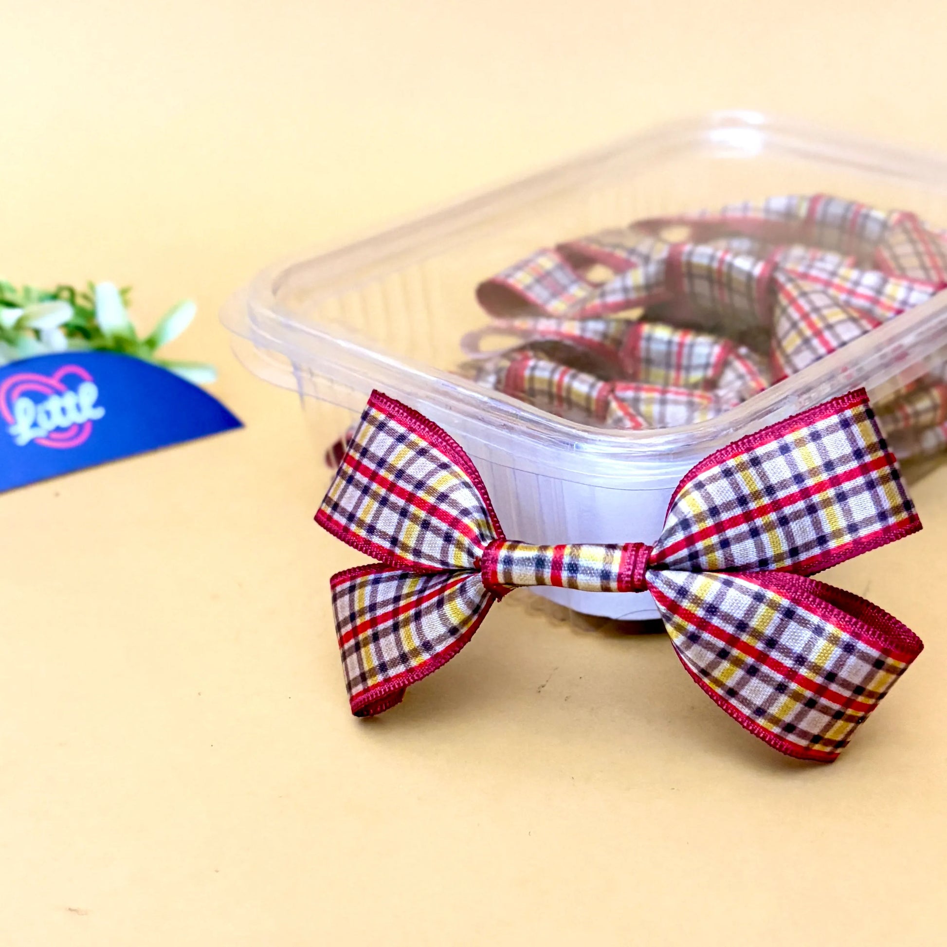 Ribbon Bow-Ribbon Bow 10 Pcs Pack Readymade Pastel Red Brown Satin Craft-Littl